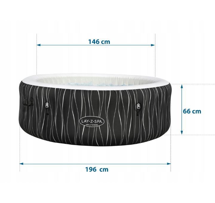 basen z hydromasażem 6 osobowy nadmuchiwany okrągły 908l 196x196x65cm basen z hydromasażem 6 osobowy nadmuchiwany okrągły 908l 196x196x65cm
