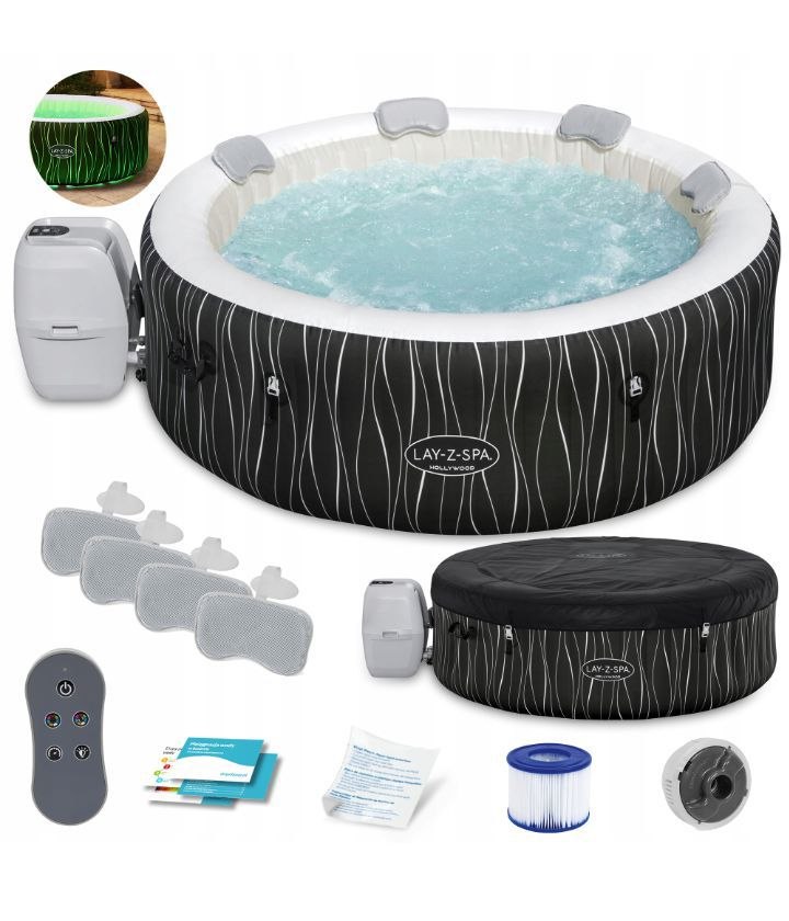 basen z hydromasażem 6 osobowy nadmuchiwany okrągły 908l 196x196x65cm basen z hydromasażem 6 osobowy nadmuchiwany okrągły 908l 196x196x65cm